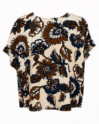Tru Luxe - Shirred Sleeve Printed Boxy Top