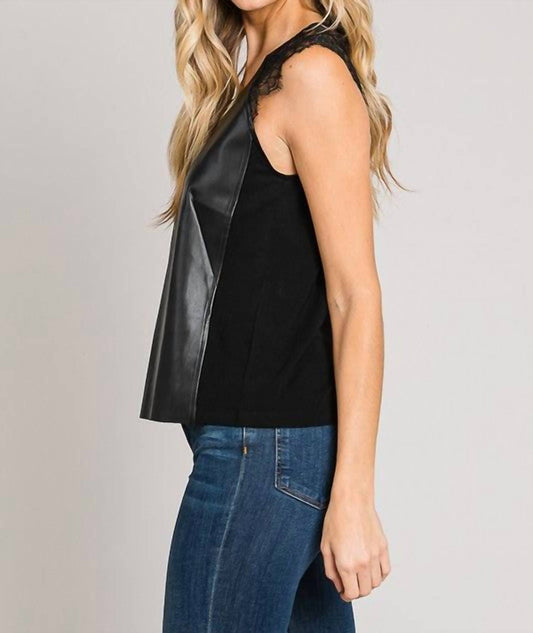 Cerule - Sleeveless Vegan Leather Tank Top