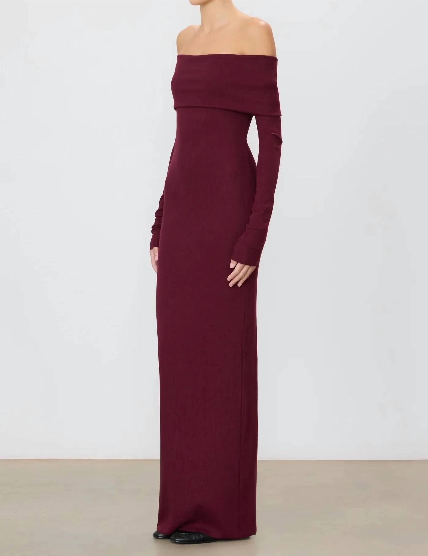 Eterne - Long Sleeve Off Shoulder Maxi Dress