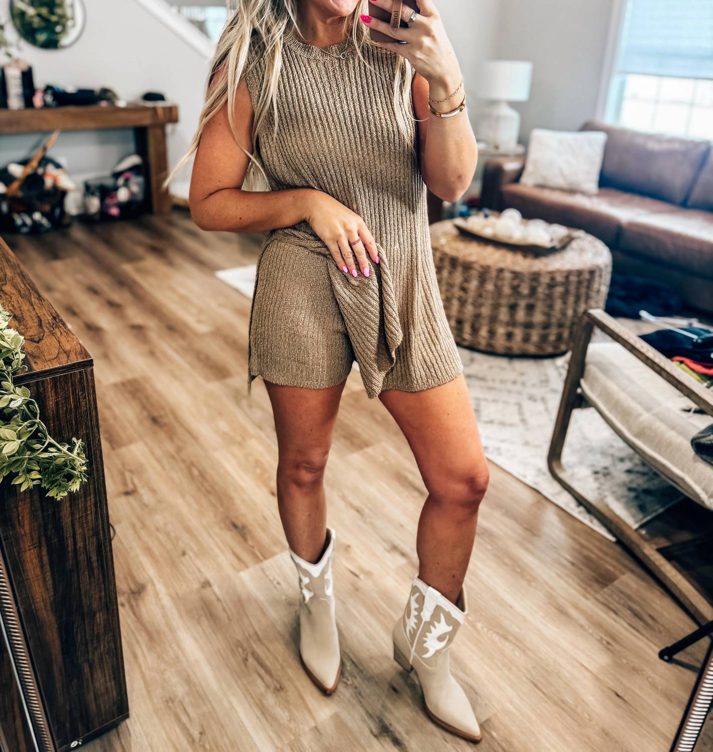 Very J - Knit Sweater Comfy Top & Shorts Set