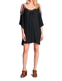 Velzera - Cold Shoulder Tassel Mini Dress - Plus