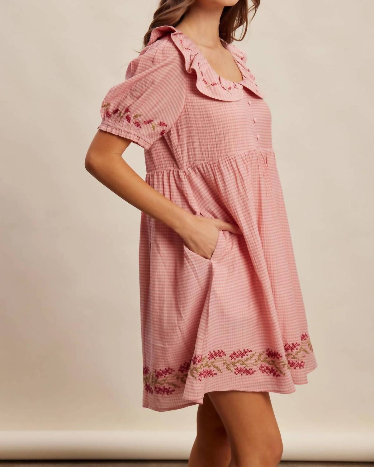 Listicle - Women's Embroidered Babydoll Dress