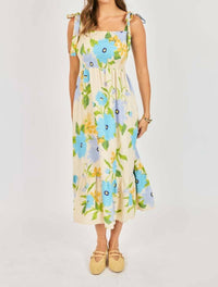 Sadie & Sage Fresh Cut Floral Midi Dress in cream multi - women's dress