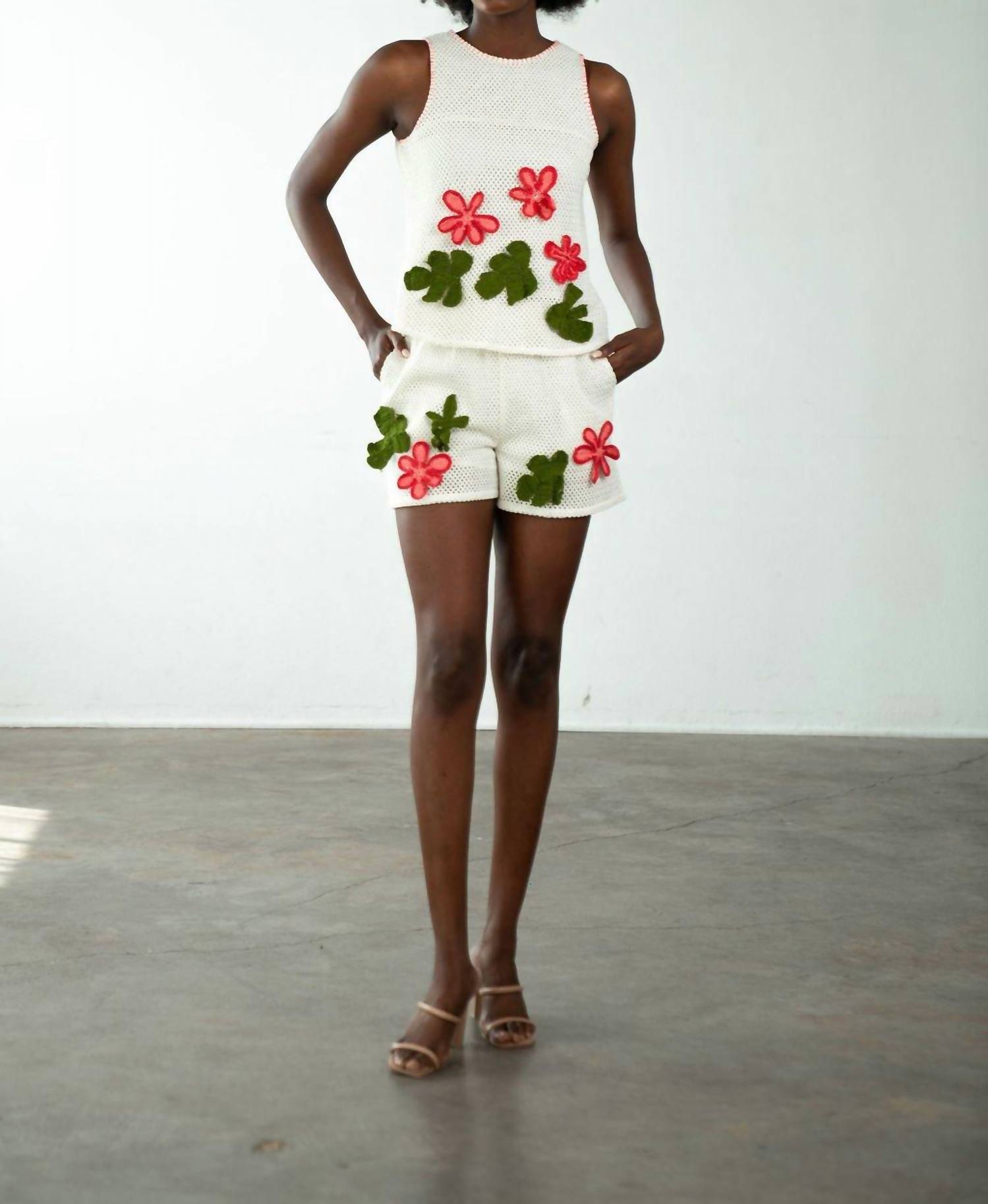 Never a Wallflower Baja Crochet Top in floral - women's shirt