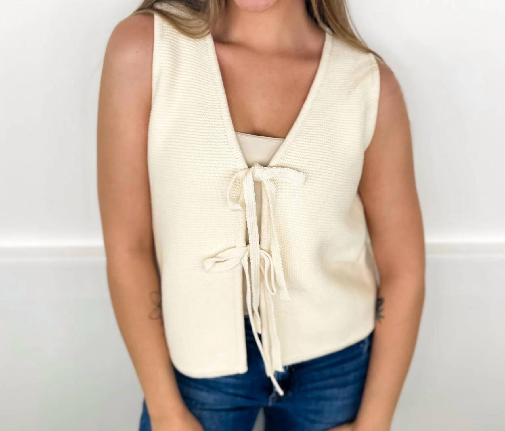 Miou Muse - Finishing Touch Cotton Cropped Vest