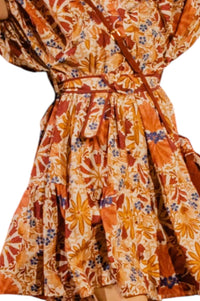 OLIVACEOUS Floral Ruffle Sleeve Mini Dress in cream burgundy - women's dress - detail view