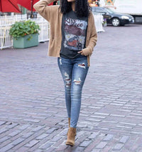 Grace And Lace - Plaid Patched Denim Jeggings