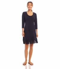 Karen Kane - Nerissa Three Quarter Sleeve Fringe Hem Mini Dress