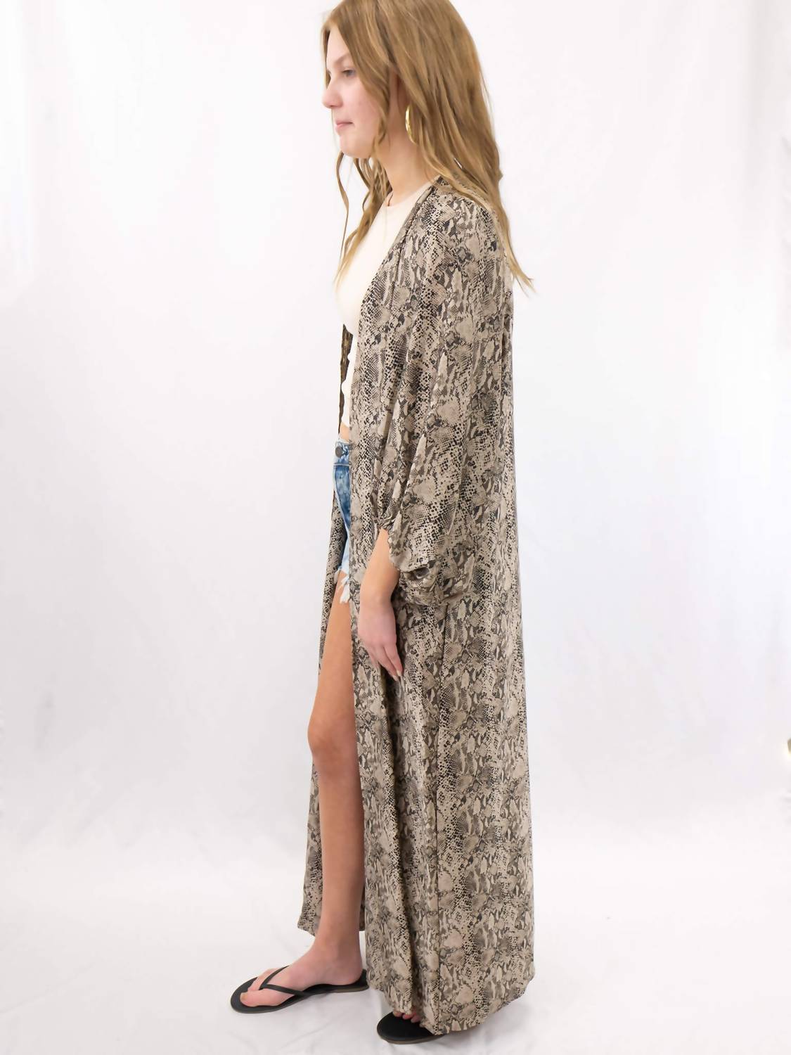 ADRIENNE Bubble Sleeve Duster in snake - women's cardigan - alternate view