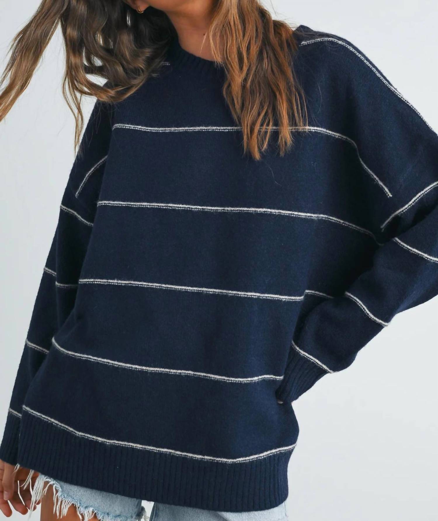 Buttermelon - Pinstripe Oversized Knit Sweater