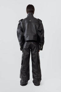 DEADWOOD Dormi Recycled Leather Biker Jacket in black - women's jacket - view 4