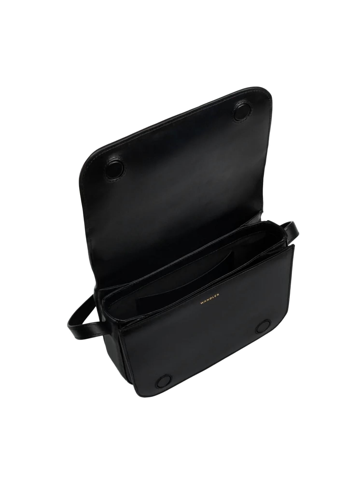 WANDLER Women's Oscar Medium Trunk Bag in black leather - women's bag - alternate view