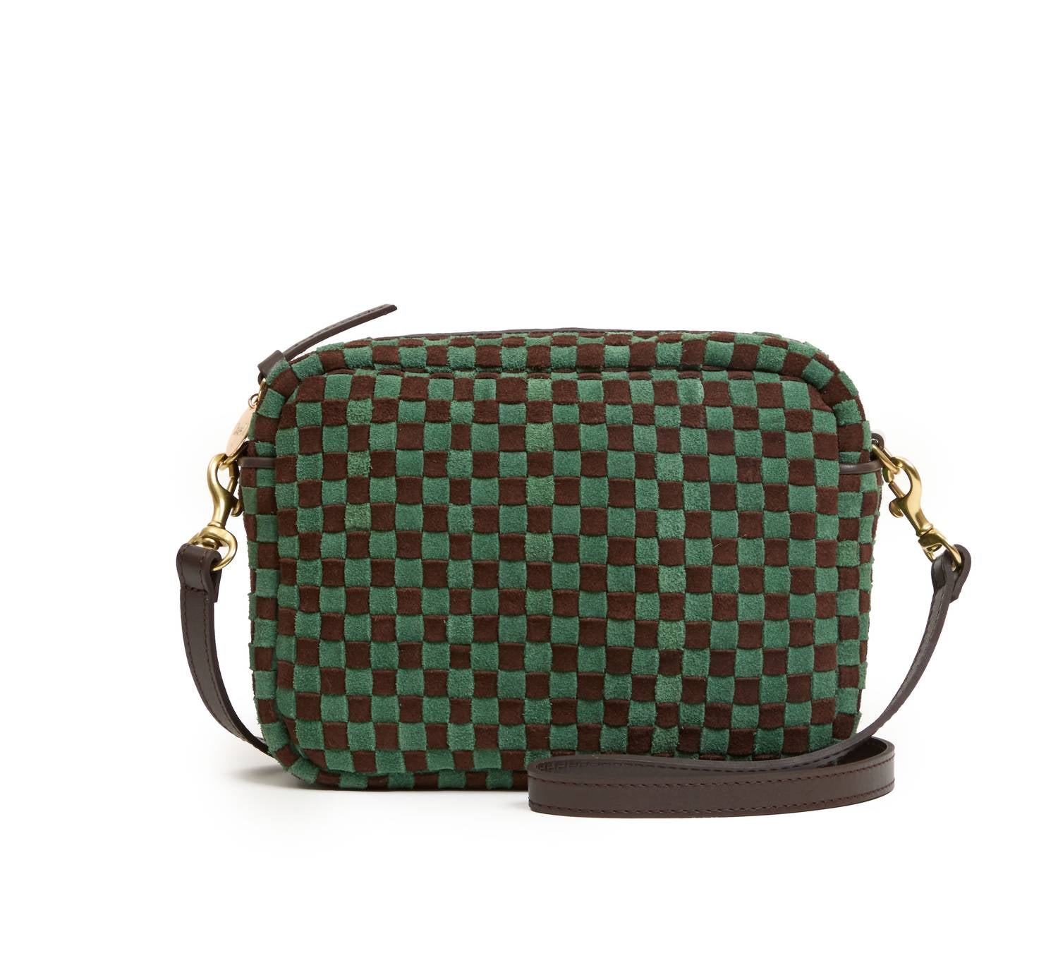 Clare V. - Women's Midi Sac Suede Woven Checker Crossbody Bag
