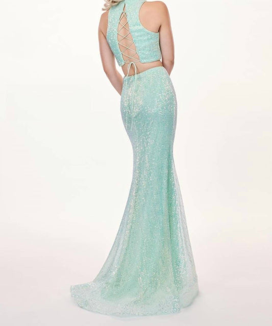Rachel Allan - Pleated Sequin Two-piece Prom Dress