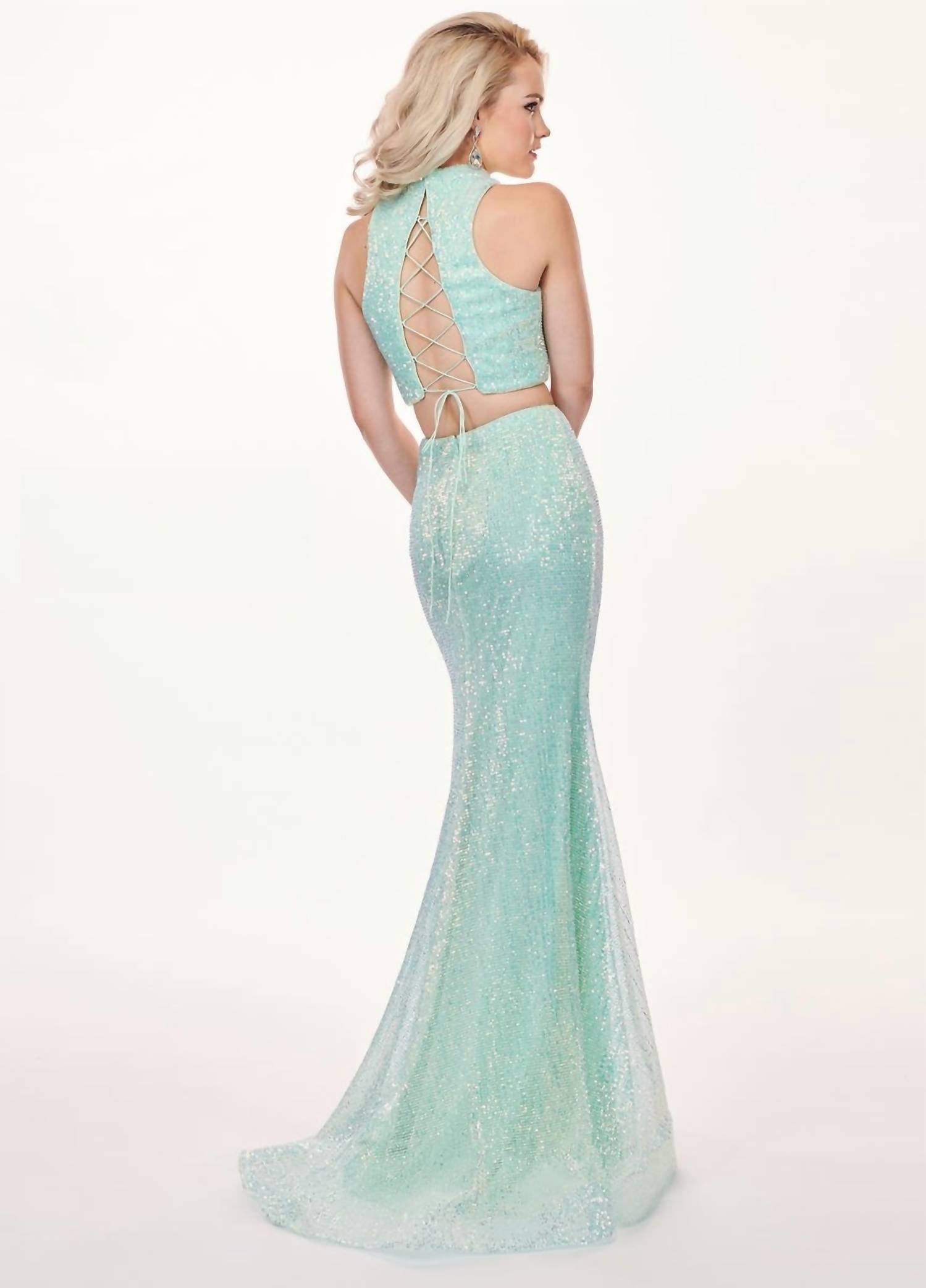 Rachel Allan - Pleated Sequin Two-piece Prom Dress