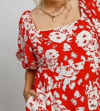 Umgee - Floral Midi Dress With Trim Details - Plus
