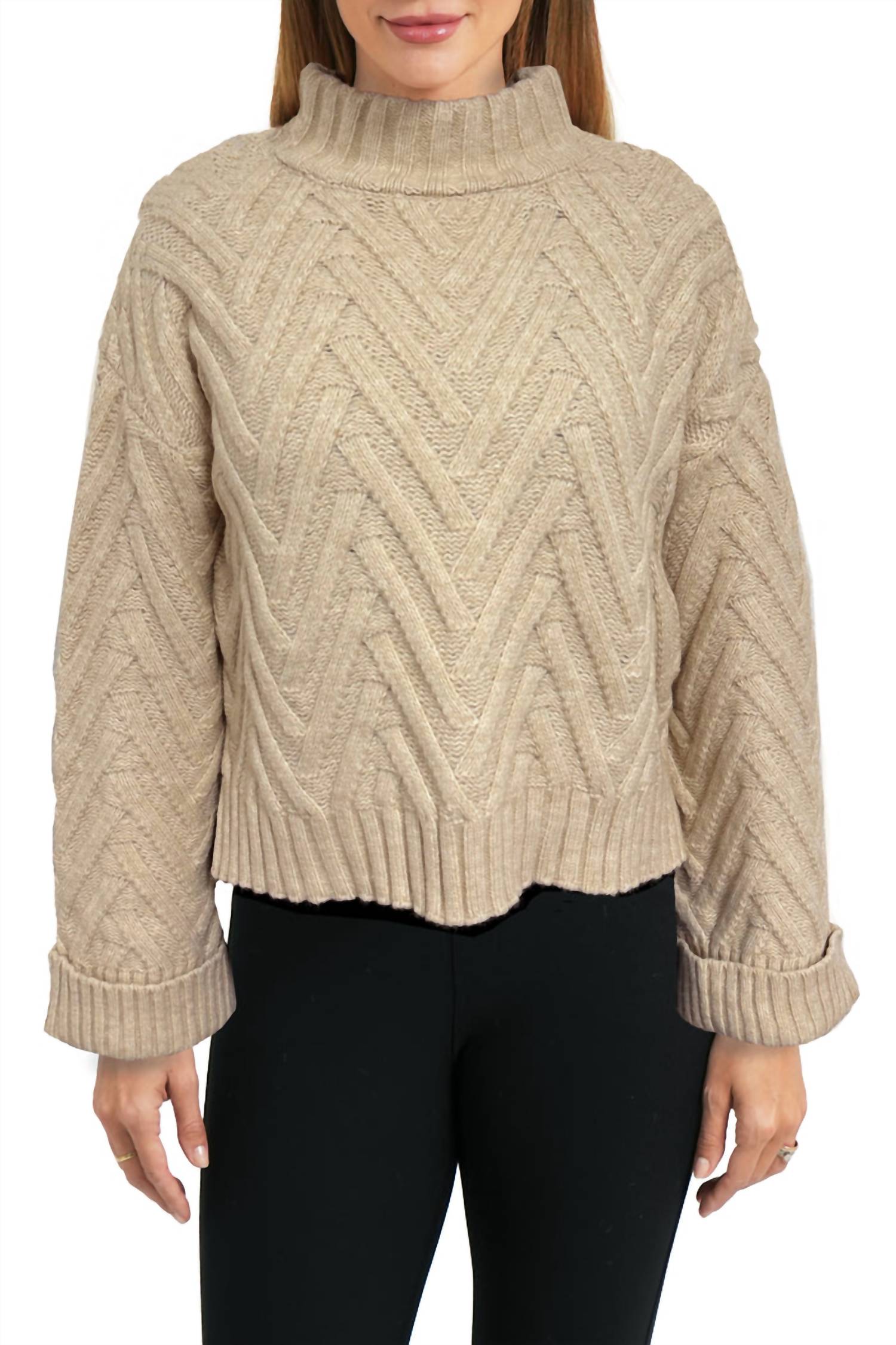 LOVE TOKEN Amelia Sweater Top in oatmeal - women's sweater - alternate view