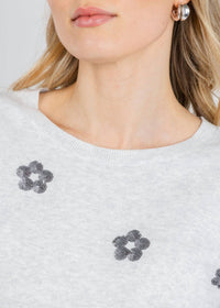 J. Society Liv Sequin Flower Crew Sweater in cloud silver - women's sweater - view 4