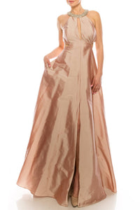 Aidan Mattox - Embellished Halter Neck Evening Dress