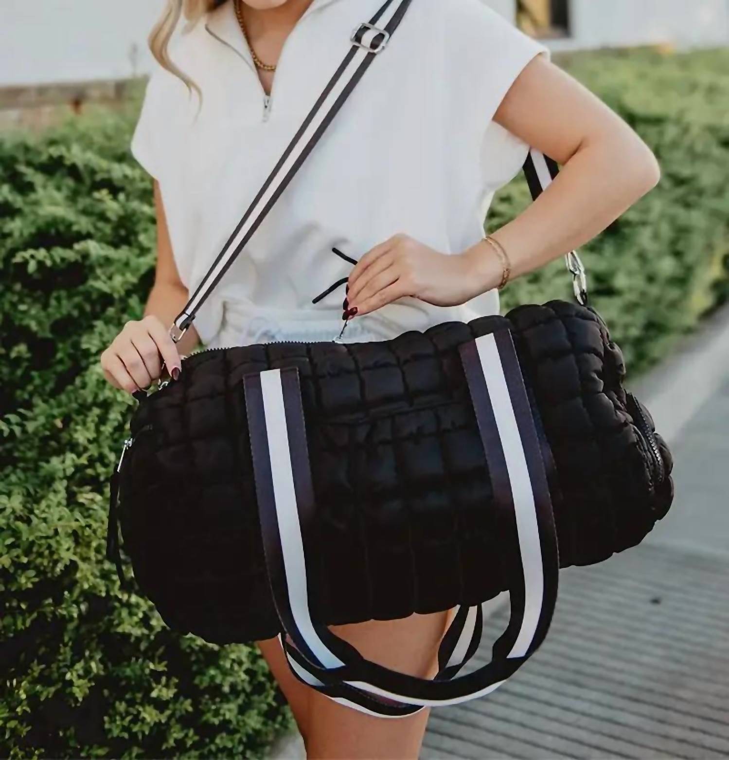Katydid - Women's Striped Quilted Duffel Weekender Bag