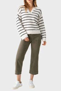 Sanctuary Dropped Shoulders Chill Vibes Sweater in chalk black stripe - women's sweater