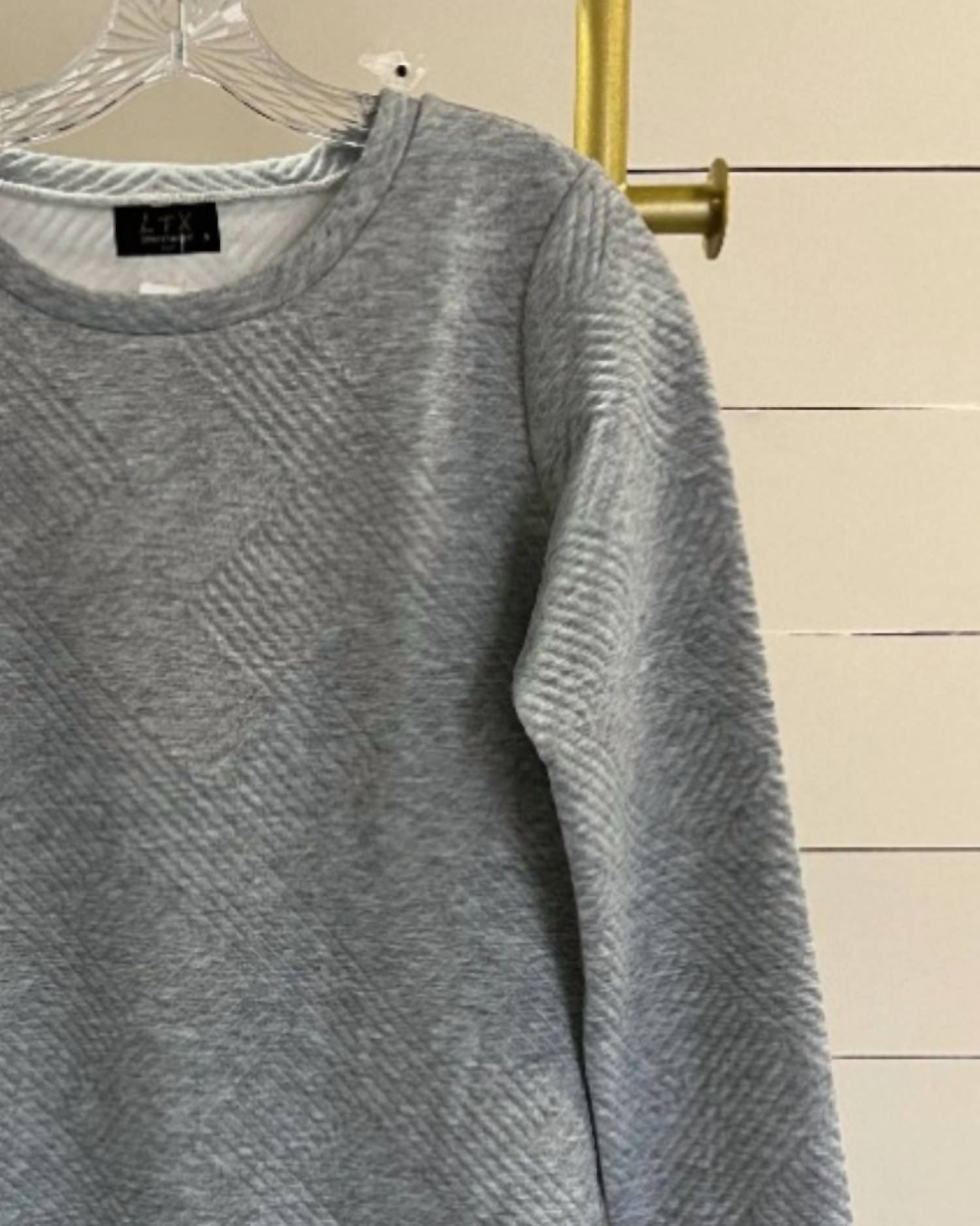 LTX Sportswear Women's Textured Short Dress in gray - women's dress - detail view