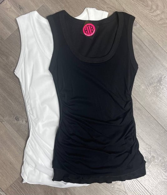 Pete - Women's Sage Double Layer Ruched Tank