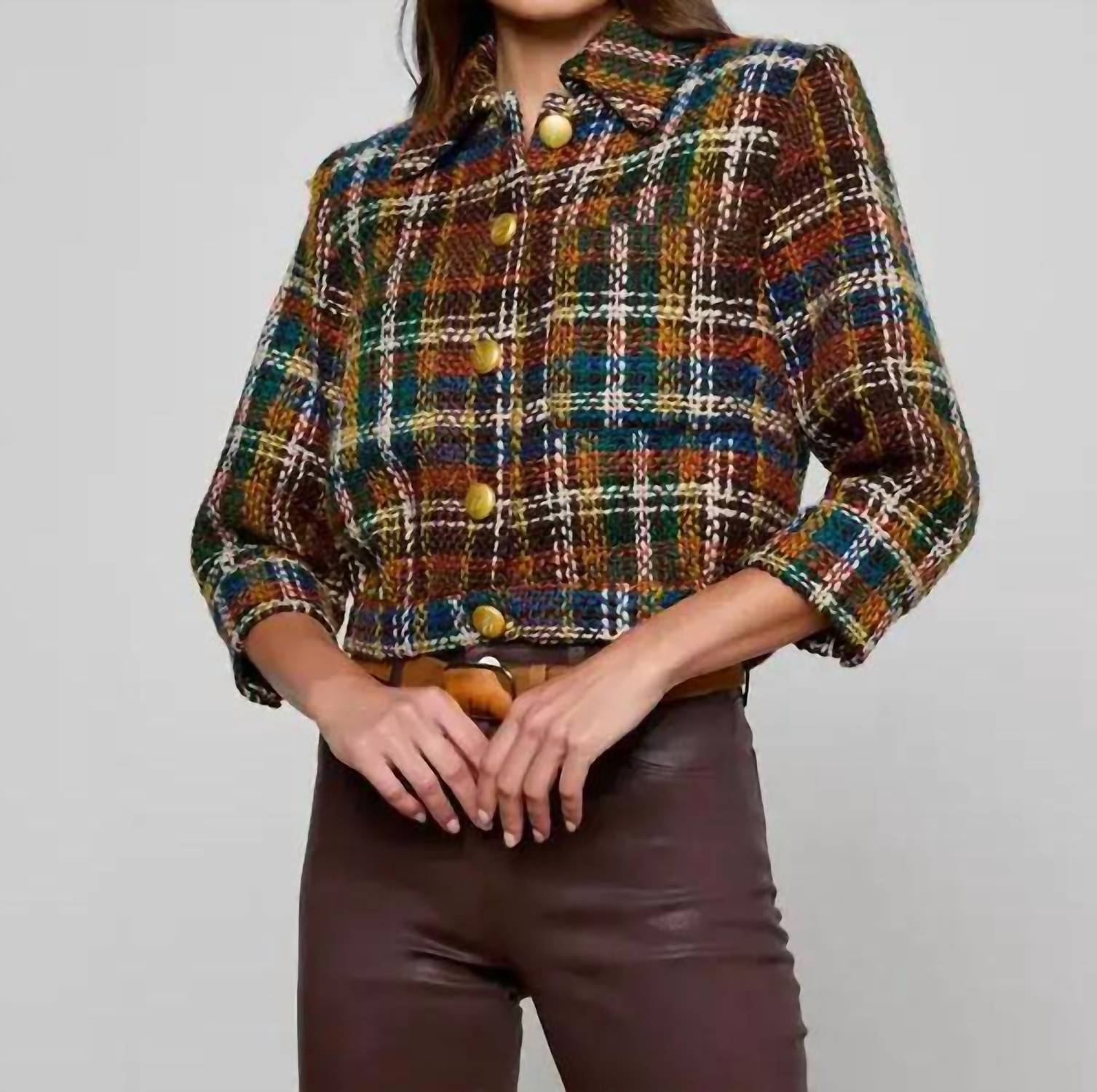L'Agence - Jia Cropped Tweed Jacket