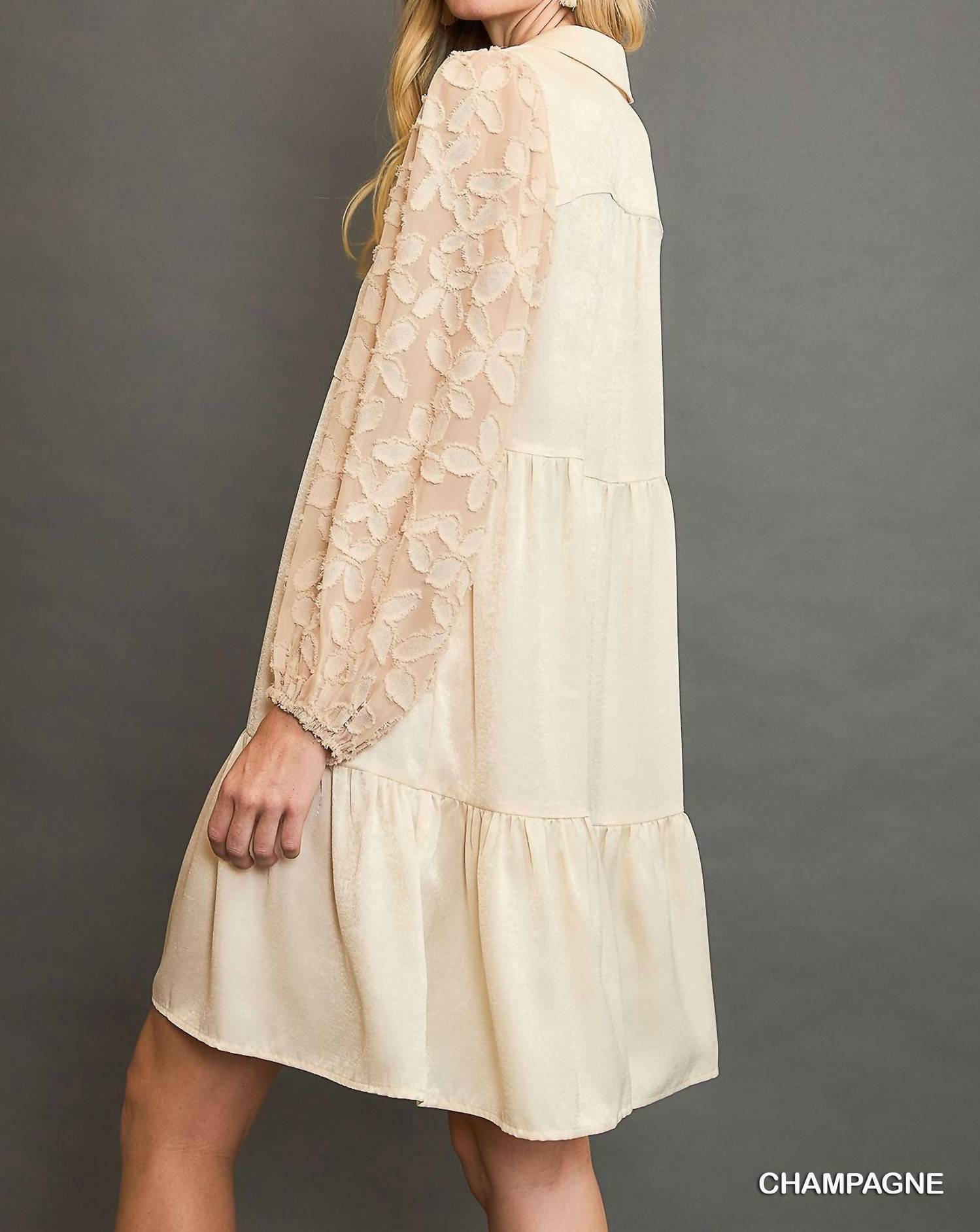 Umgee - V Neck Satin Mini Dress