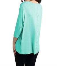Button-Back Scoop Neck Top