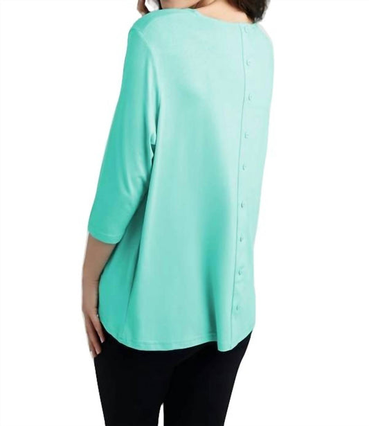 Button-Back Scoop Neck Top