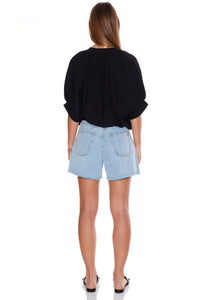 PINCH V-neck Tunic Top in black - women's blouse - view 5