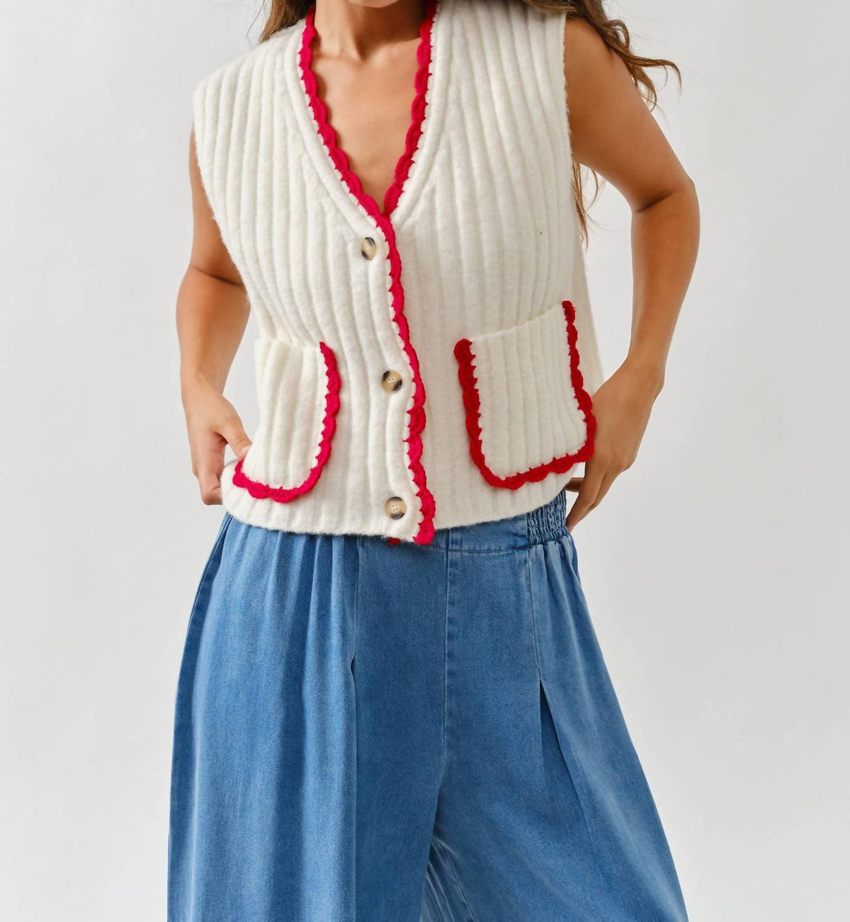 Aaron & Amber - Binding Sweater Vest