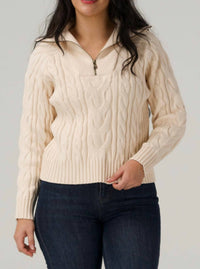 The Normal Brand Lola Everyday Quarter Zip Sweater in cream - women's sweater
