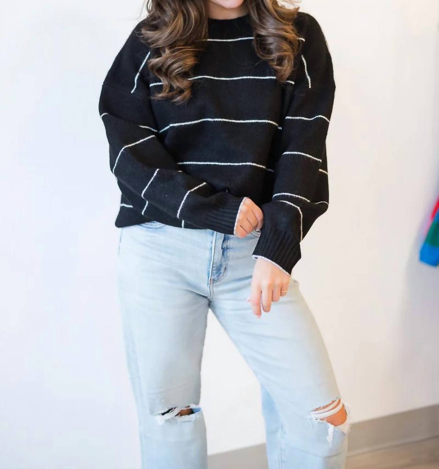 French Connection - Riddley Knit Stripe Crewneck Sweater