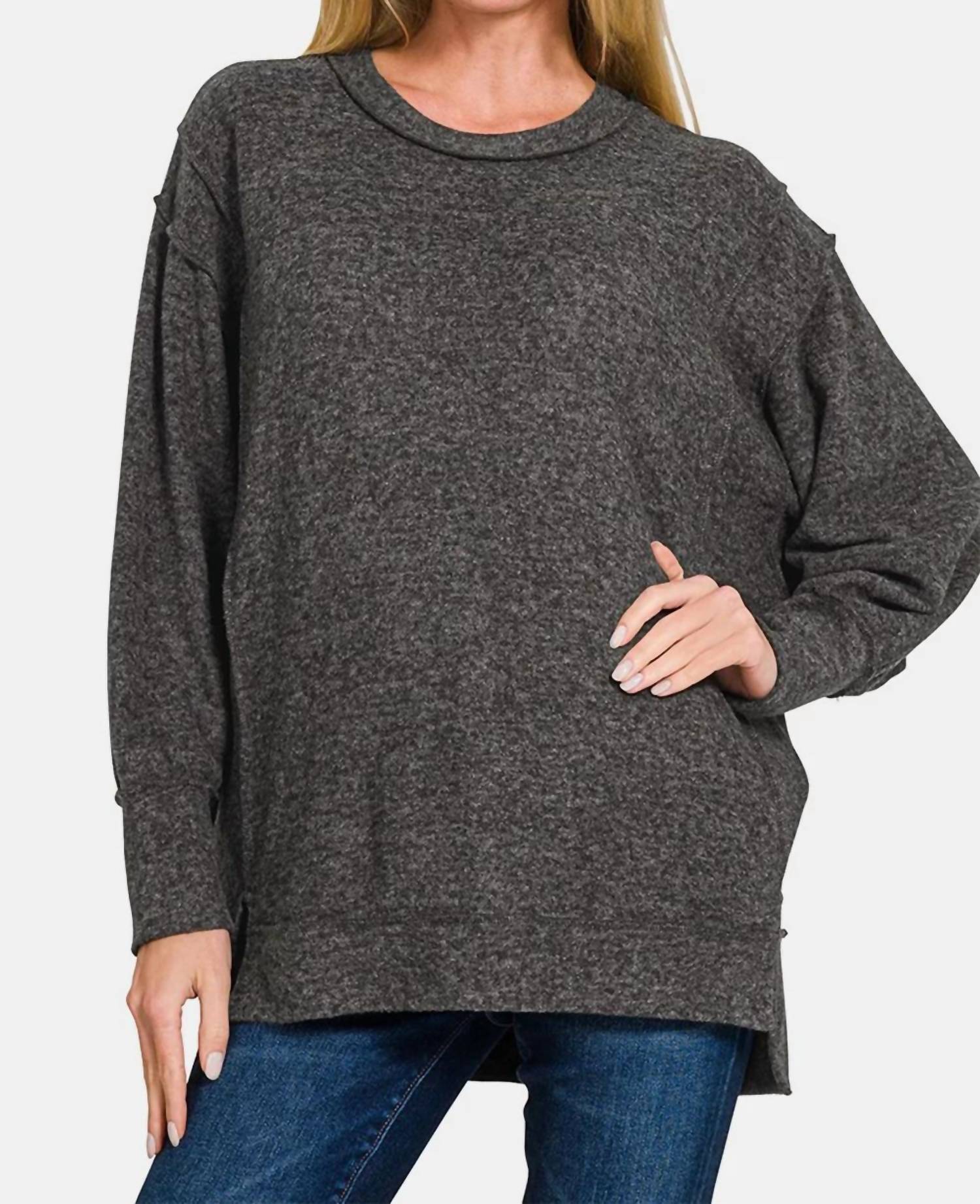 Zenana - Brushed Hacci Sweater - Plus