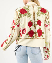 Aratta - Carmen Embroidered Denim Motorcycle Jacket