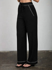 Blu Pepper - Drawstring Detail Ribbed Knit Lounge Pants