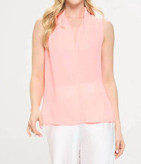 Reneec. - Solid V Neck Top With Drape Neckline
