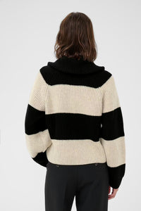 Part Two Simra Striped Pullover in french oak black block - women's sweater - detail view