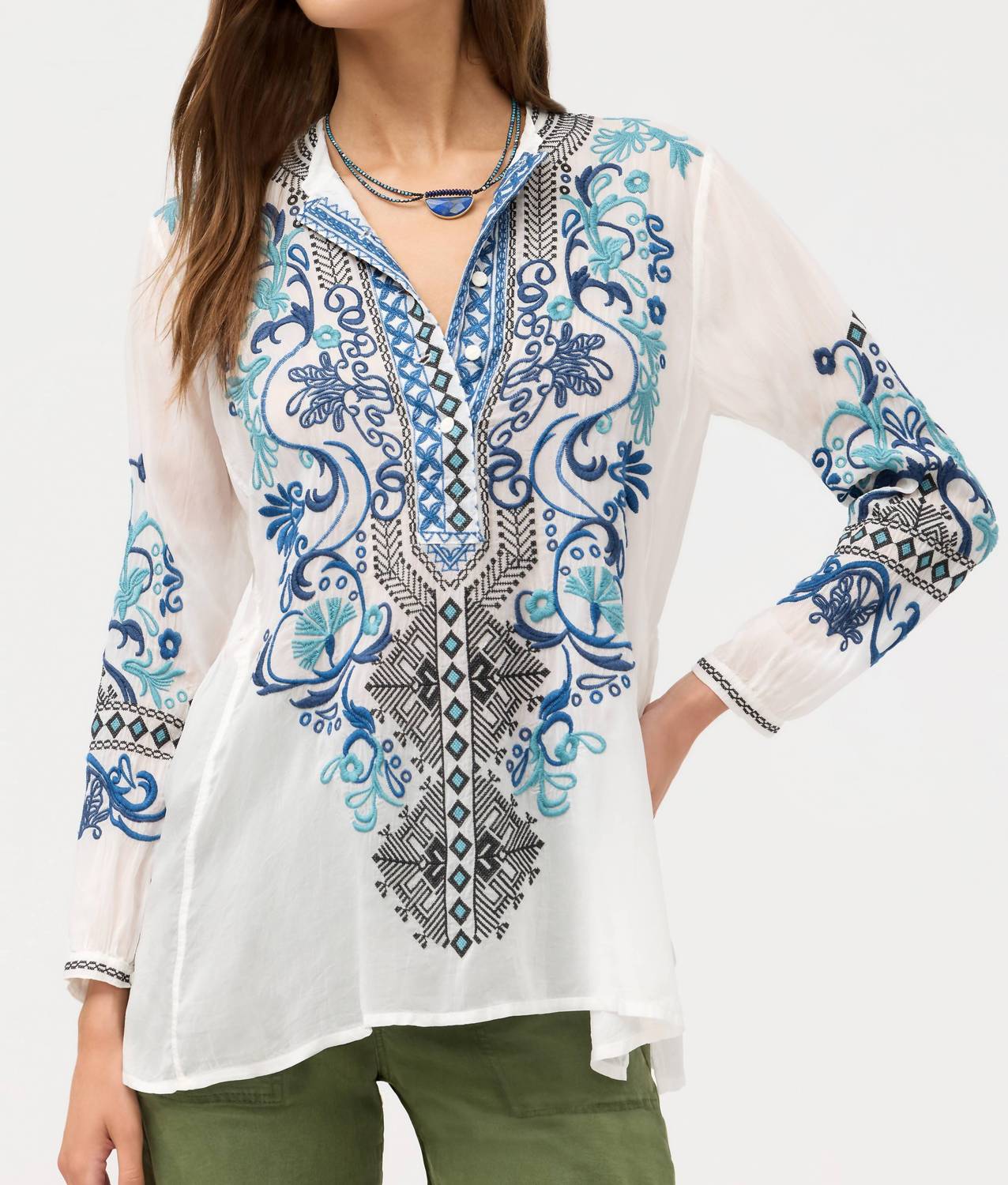 Johnny Was Romilly Tunic in white - women's shirt