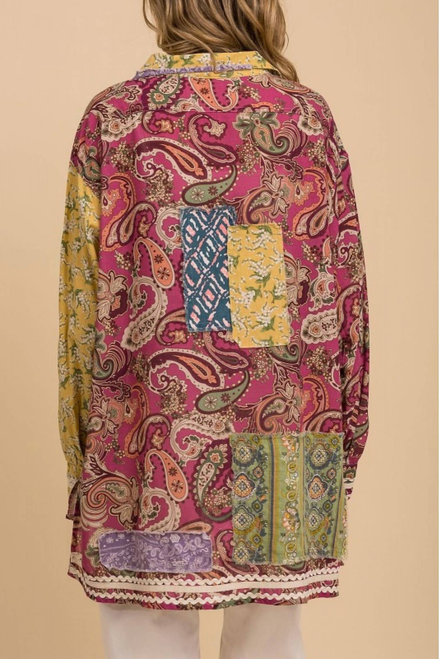 Blue Velvet - Printed Patchwork Shirt