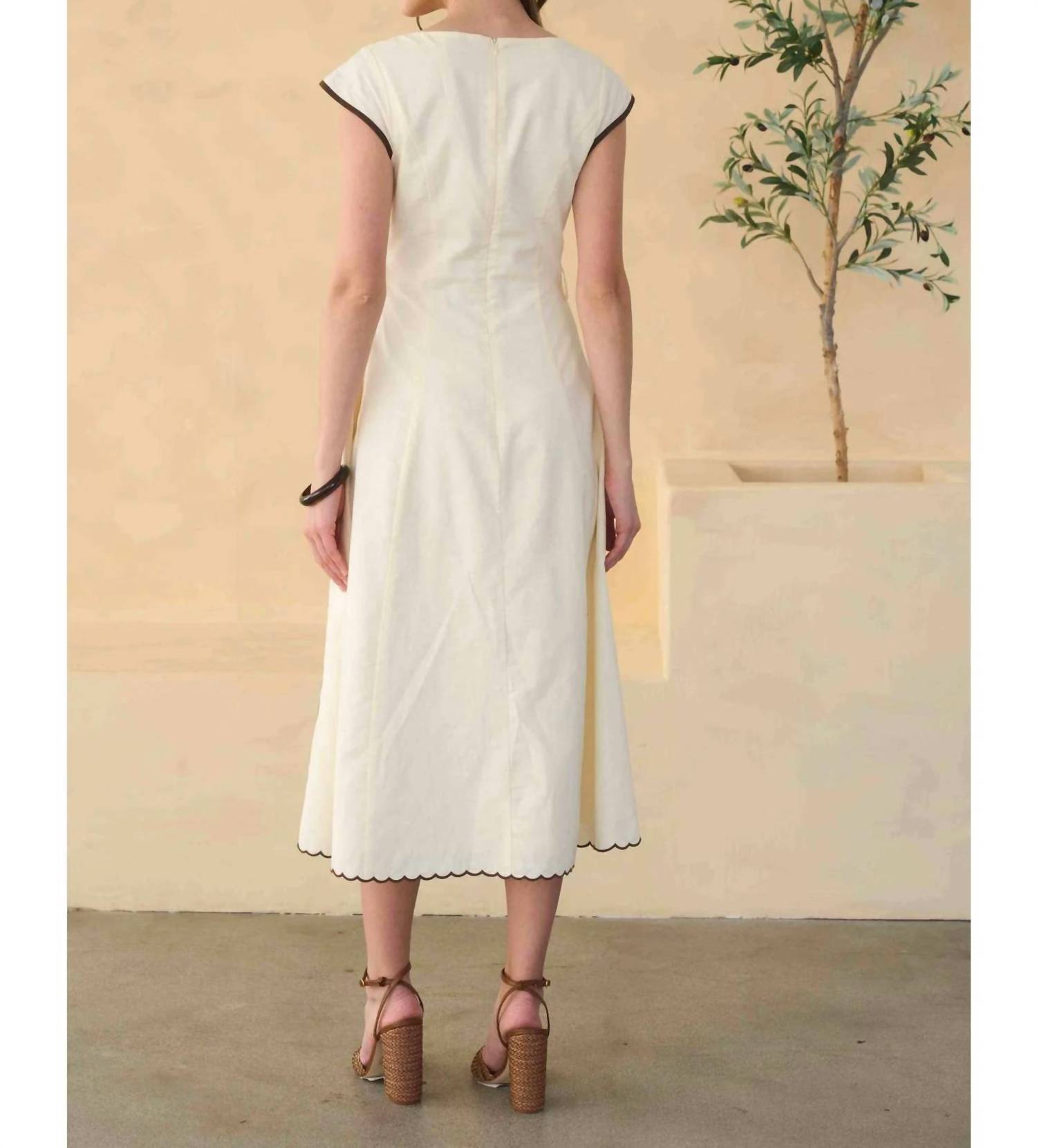 Moon River - Embroidery Detail Button Down Midi Dress