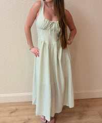 Blu Pepper - Juliana Corseted Waist Stripe Maxi Dress