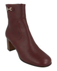 Salvatore Ferragamo Women's Otello Leather Booties in nebbiolo - women's shoe