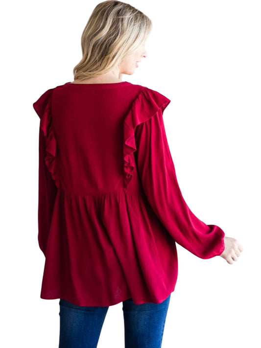 Jodifl - Embroidered Babydoll Top