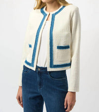 Joseph Ribkoff - Denim Trim Textured Bouclé Jacket
