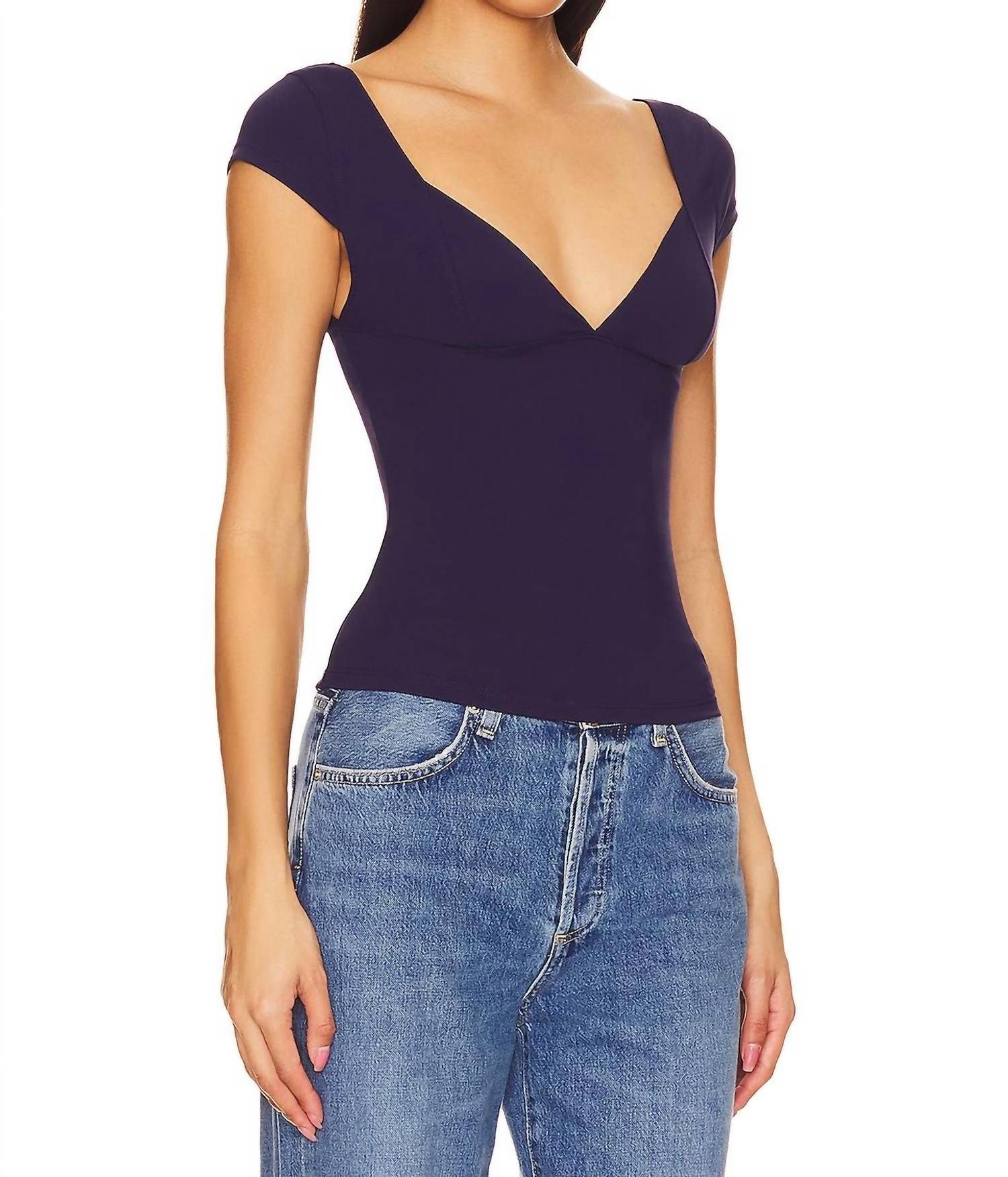 Free People Duo Corset Cami in jazzberry blue - women's t-shirt - alternate view