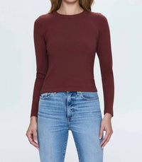 PISTOLA Bailey Long Sleeve Crew Neck Top in terra - women's long sleeve top