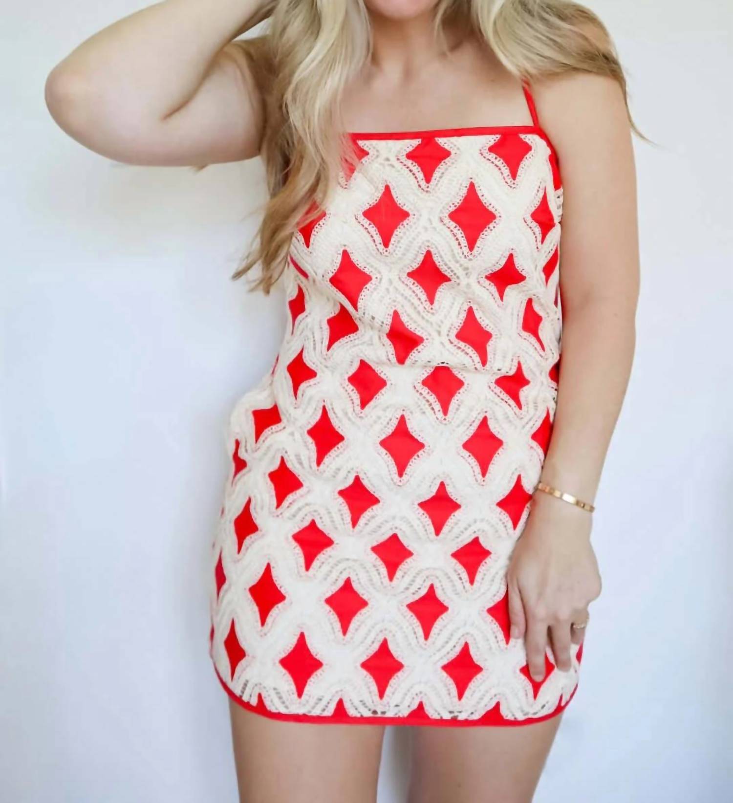 Strut & Bolt - Emma Diamond Crochet Linen Mini Dress